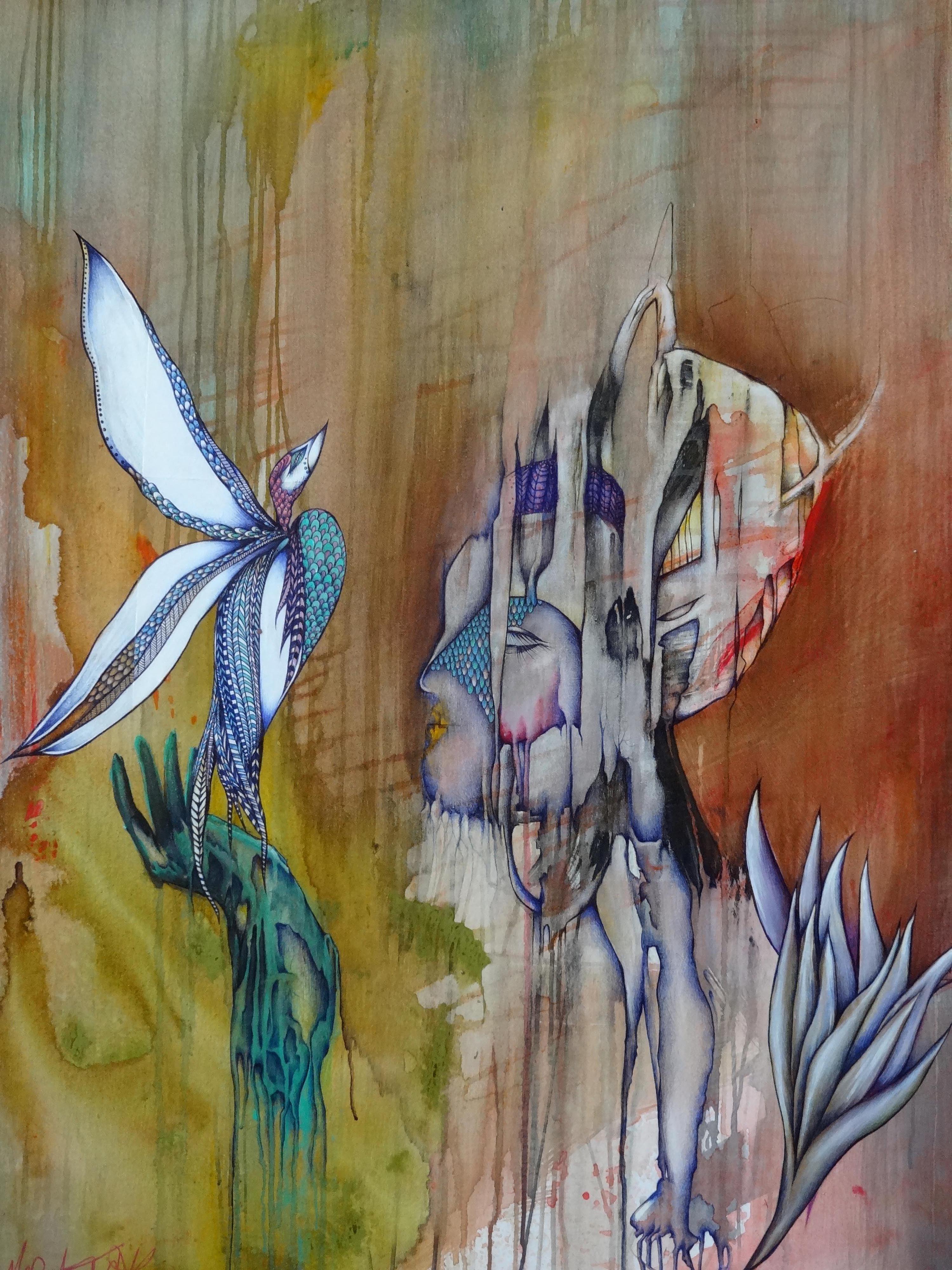 woman and bird art, woman with bird, holding bird