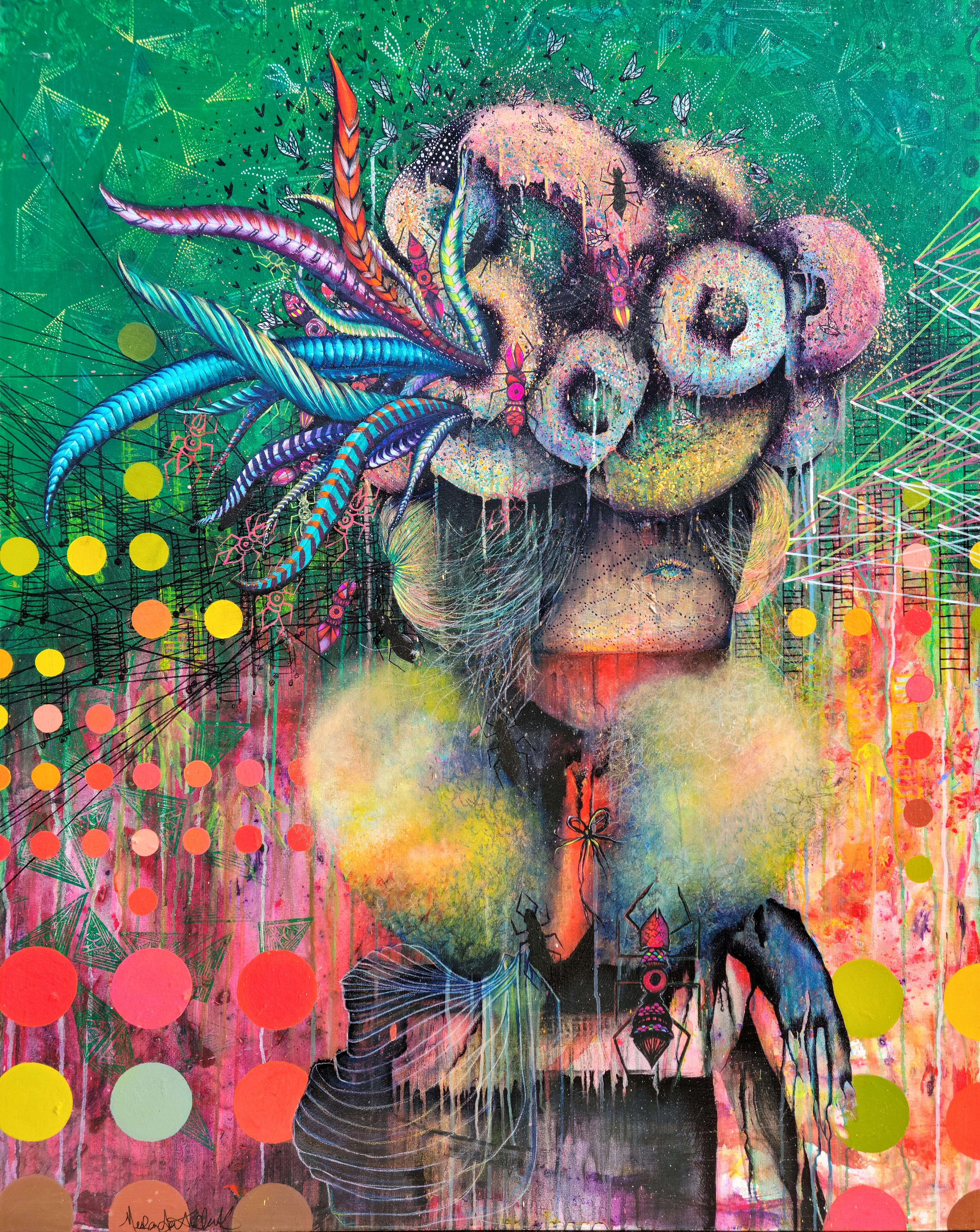 Modern Painting of Donut Woman and Ants