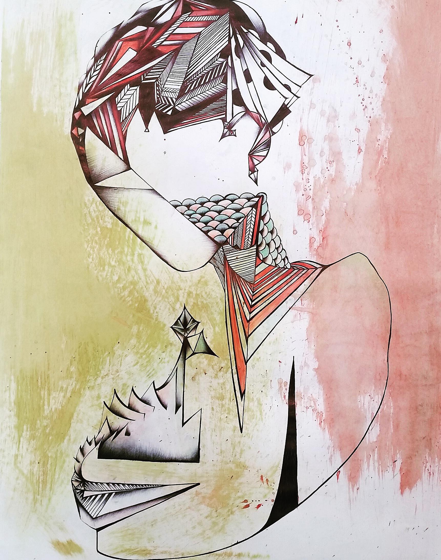 abstract drawing of geometric woman